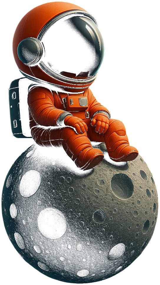 DigitalRichKid astronaut on a moon with soft coral rim light